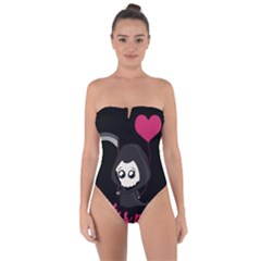 Cute Grim Reaper Tie Back One Piece Swimsuit by Valentinaart