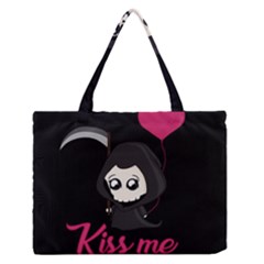 Cute Grim Reaper Zipper Medium Tote Bag by Valentinaart