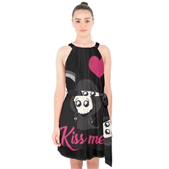 Cute Grim Reaper Halter Collar Waist Tie Chiffon Dress by Valentinaart