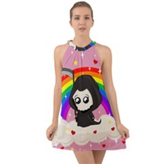 Cute Grim Reaper Halter Tie Back Chiffon Dress by Valentinaart