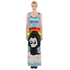 Cute Grim Reaper Maxi Thigh Split Dress by Valentinaart