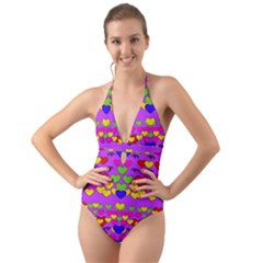 I Love This Lovely Hearty One Halter Cut-out One Piece Swimsuit by pepitasart