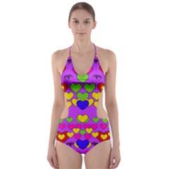 I Love This Lovely Hearty One Cut-out One Piece Swimsuit by pepitasart