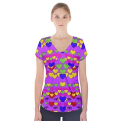 I Love This Lovely Hearty One Short Sleeve Front Detail Top by pepitasart