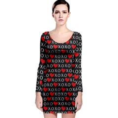 Xoxo Valentines Day Pattern Long Sleeve Bodycon Dress by Valentinaart