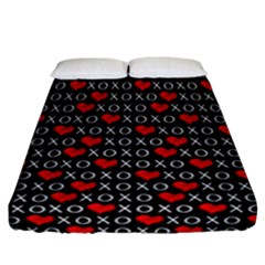 Xoxo Valentines Day Pattern Fitted Sheet (california King Size) by Valentinaart