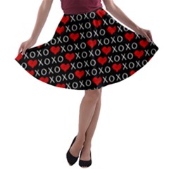 Xoxo Valentines Day Pattern A-line Skater Skirt by Valentinaart