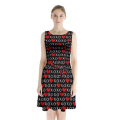 Xoxo Valentines Day Pattern Sleeveless Waist Tie Chiffon Dress by Valentinaart