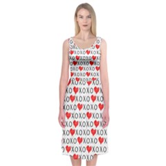 Xoxo Valentines Day Pattern Midi Sleeveless Dress by Valentinaart