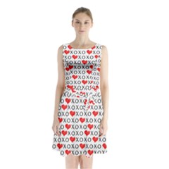 Xoxo Valentines Day Pattern Sleeveless Waist Tie Chiffon Dress by Valentinaart