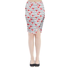 Xoxo Valentines Day Pattern Midi Wrap Pencil Skirt by Valentinaart