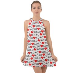 Xoxo Valentines Day Pattern Halter Tie Back Chiffon Dress by Valentinaart