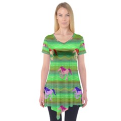 Rainbow Ponies Short Sleeve Tunic  by CosmicEsoteric