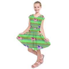 Rainbow Ponies Kids  Short Sleeve Dress by CosmicEsoteric