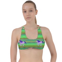 Rainbow Ponies Criss Cross Racerback Sports Bra by CosmicEsoteric