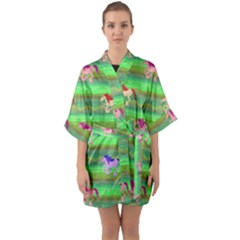 Rainbow Ponies Quarter Sleeve Kimono Robe by CosmicEsoteric