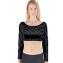 Black And White Grid Pattern Long Sleeve Crop Top View1