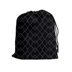 Black And White Grid Pattern Drawstring Pouches (extra Large) by dflcprints