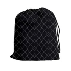 Black And White Grid Pattern Drawstring Pouches (xxl) by dflcprints