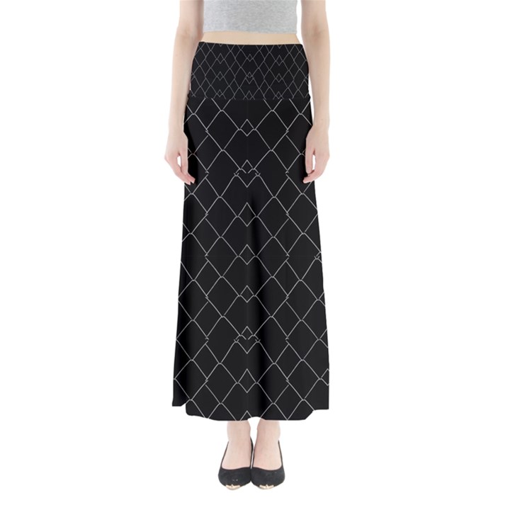 Black And White Grid Pattern Full Length Maxi Skirt