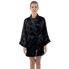 Black And White Grid Pattern Long Sleeve Kimono Robe by dflcprints