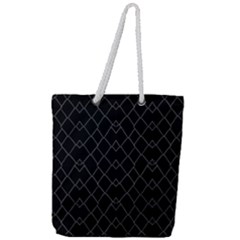 Black And White Grid Pattern Full Print Rope Handle Tote (large) by dflcprints