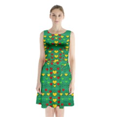 Love Is In All Of Us To Give And Show Sleeveless Waist Tie Chiffon Dress by pepitasart