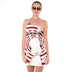 White Rabbit In Wonderland One Soulder Bodycon Dress by Valentinaart