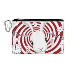 White Rabbit In Wonderland Canvas Cosmetic Bag (medium) by Valentinaart