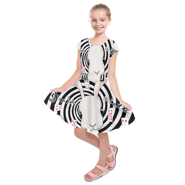 White rabbit in Wonderland Kids  Short Sleeve Dress