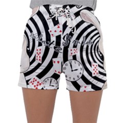 White Rabbit In Wonderland Sleepwear Shorts by Valentinaart