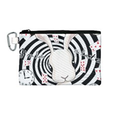 White Rabbit In Wonderland Canvas Cosmetic Bag (medium) by Valentinaart