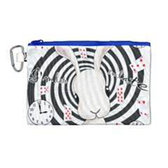 White Rabbit In Wonderland Canvas Cosmetic Bag (large) by Valentinaart