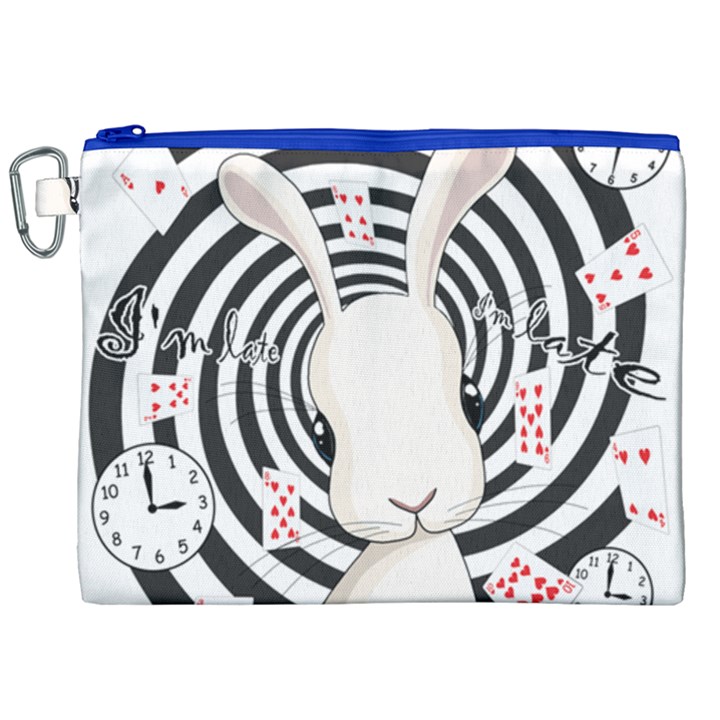 White rabbit in Wonderland Canvas Cosmetic Bag (XXL)