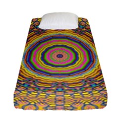 Wood Festive Rainbow Mandala Fitted Sheet (single Size) by pepitasart