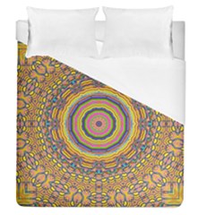 Wood Festive Rainbow Mandala Duvet Cover (queen Size) by pepitasart