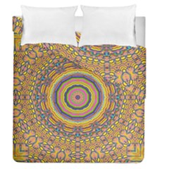 Wood Festive Rainbow Mandala Duvet Cover Double Side (queen Size) by pepitasart