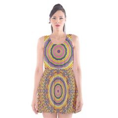 Wood Festive Rainbow Mandala Scoop Neck Skater Dress by pepitasart