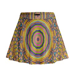 Wood Festive Rainbow Mandala Mini Flare Skirt by pepitasart