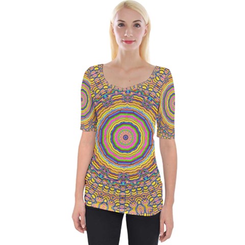 Wood Festive Rainbow Mandala Wide Neckline Tee by pepitasart