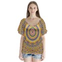 Wood Festive Rainbow Mandala V-Neck Flutter Sleeve Top View1