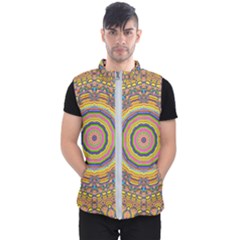 Wood Festive Rainbow Mandala Men s Puffer Vest by pepitasart