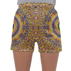 Wood Festive Rainbow Mandala Sleepwear Shorts by pepitasart