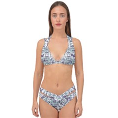 Modern Collage Pattern Mosaic Double Strap Halter Bikini Set by dflcprints