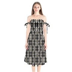 Wavy Stripes Pattern Shoulder Tie Bardot Midi Dress by dflcprints