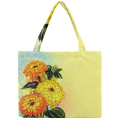 Background Flowers Yellow Bright Mini Tote Bag by Nexatart