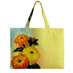 Background Flowers Yellow Bright Zipper Mini Tote Bag by Nexatart