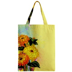 Background Flowers Yellow Bright Zipper Classic Tote Bag by Nexatart