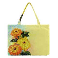 Background Flowers Yellow Bright Medium Tote Bag by Nexatart