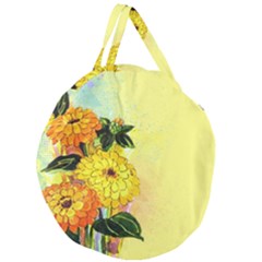 Background Flowers Yellow Bright Giant Round Zipper Tote by Nexatart